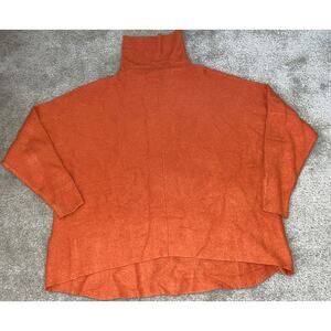 Women's Oversized Orange Long Sleeve Turtleneck Tunic Sweater Size Large Extra L